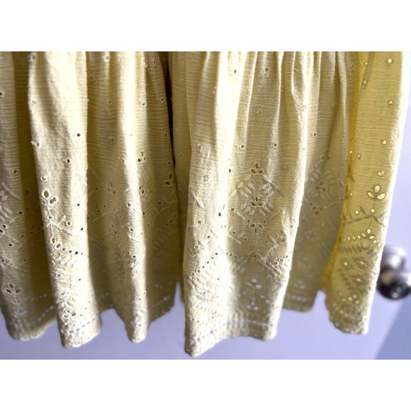 Lucky Brand pintuck bodice tiered mini dress Lemon Yellow Size M - Picture 5 of 9